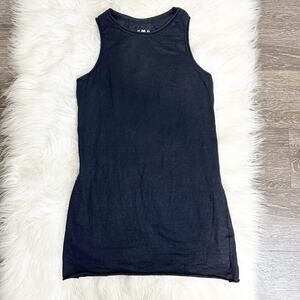 Labo Art Womens Linen Long Tank Size 1 Small Black Made In Italy Beachy